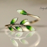 Silber Ring Blätter / Ast Landlust emailliert / Geschenk für Sie 