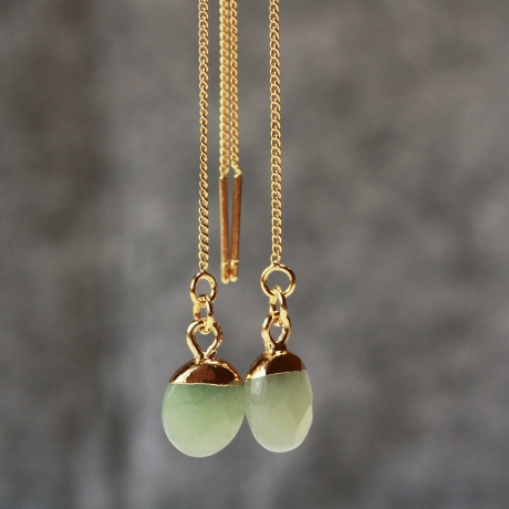 Jade Ohrringe Durchziehohrringe Edelstein Schmuck Weihnachten