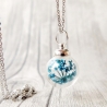 Silber Kette  Dillblüten in Glaskugel / Türkis Kette / Geschenk