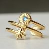 Ring Stern Sonne vergoldet mit funkelnden Zirkonia