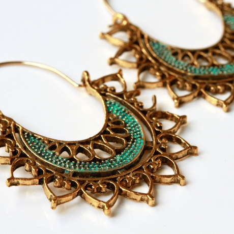 Vintage Creolen Boho antikgold mit Patina