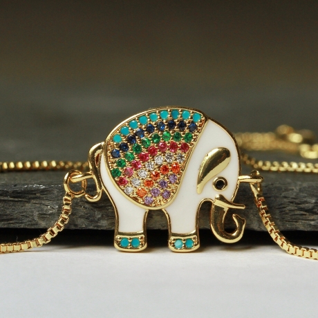 Armband Emaille Elefant Zirkonia als tierisch schönes Geschenk