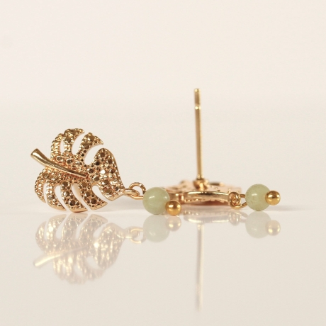 Blatt Ohrringe Monstera Jade Perlen Boho Ohrringe modern