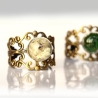 Vintage Bronze Ring - Moos oder weiße Blüten in Glaskugel