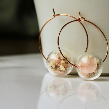 Blüten Ohrringe Hortensien in Glasperlen