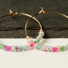 Creolen Perlen Ohrringe / bunt gefüllte Perlen Ohrringe
