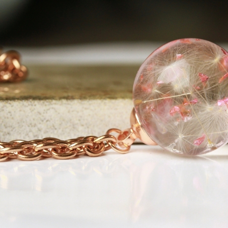Pusteblumen Kette Glitzer Folie roségold Glücksbringer Schmuck