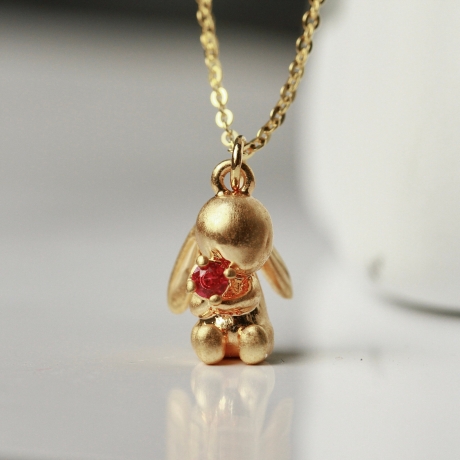 Kette Hase Zirkonia Sterlingsilber Gold Osterhase Valentinstag