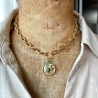 Kette Choker Mond Sonne Stern mit massiv vergoldeter Gliederkette