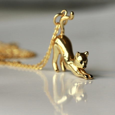 Kette Katze Sterlingsilber Gold Tierschmuck Kitten 