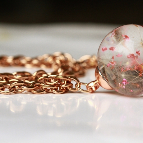 Pusteblumen Kette Glitzer Folie roségold Glücksbringer Schmuck