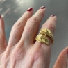 Ring Blätter vergoldet als florales Statement und besonderes Geschenk für die Frau als auffälliger Goldener Blätterzauber Sprialring