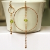 Ohrringe Edelsteine Gold Peridot Rohstein mit Rosenquarz Perlen
