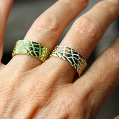Vintage Ring Patina Kroko / Geschenk für Sie / Reptilien Schmuck