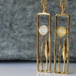 Sterlingsilber Kette Blume Opal oder Mondstein Edelstein 