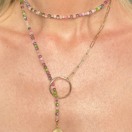 Edelstein Halskette Blatt eine edle Lariat Kette im Boho Style
