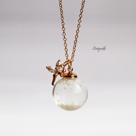 Engel Kette Schneekugel mit Schnee / Geschenk für Sie