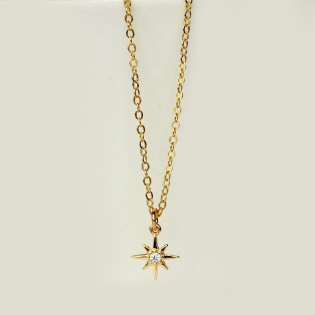 Himmlische Stern Kette Sterling vergoldet - Polarstern