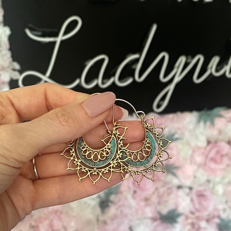 Vintage Creolen Boho antikgold mit Patina ein außergewöhnlicher Retro Ohrring als perfektes Geschenk für sie