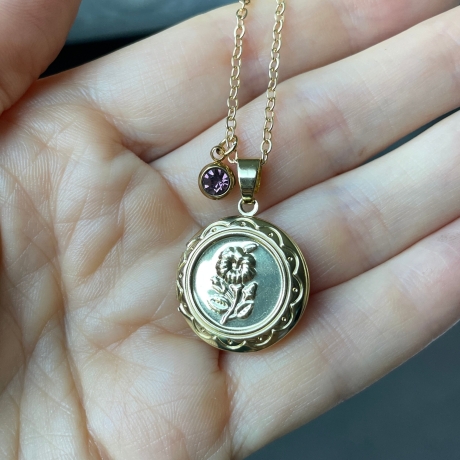 Kette Medaillon Rose im Vintagestyle echt vergoldet für zwei Foto