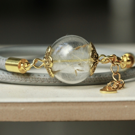 Lederarmband Pusteblumen / Wickellederarmband Pusteblume