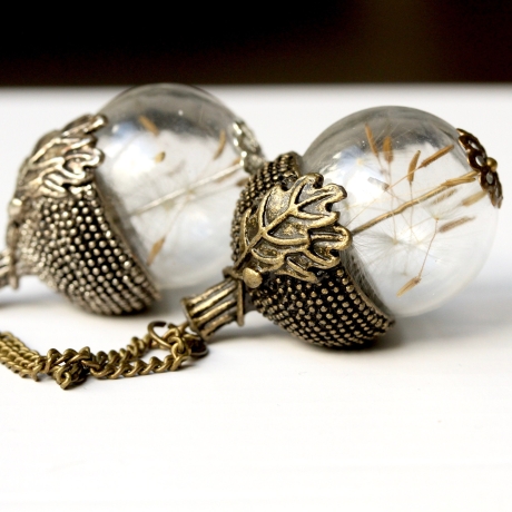 Eichel Kette Pusteblume mit Antik Silber oder Bronze Eichel