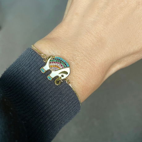 Armband Emaille Elefant Zirkonia als tierisch schönes Geschenk