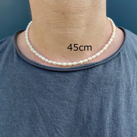 Süßwasserperlen Halskette unisex eine Naturperlenkette als Perlen Choker oder Perlenkette als modernes Geschenk für Ihn für Herren und Damen