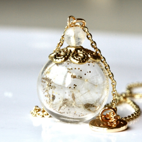 Pusteblumen Kette Mondstein Glitzer wish 