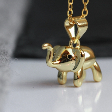 Halskette Elefant Gold Sterlingsilber Kette vergoldet Krafttier 
