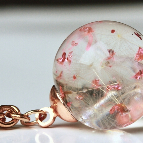 Pusteblumen Kette Glitzer Folie roségold Glücksbringer Schmuck
