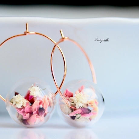 Blüten Ohrringe Perlen Creole aus Edelstahl 316L Statement