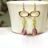 Peridot Rohstein Ohrhänger mit Amethyst Bezel und geometrisch