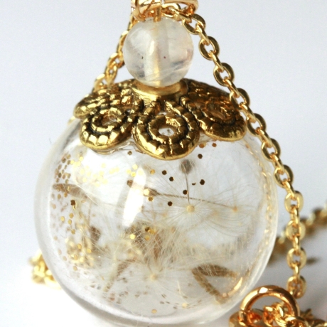 Pusteblumen Kette Mondstein Glitzer wish 