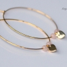 Creolen Rosenquarz Herz feine Perlen Ohrringe mit Edelsteinen als romantisches Geschenk für Sie ein geometrisch moderner Ohrring