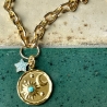Kette Choker Mond Sonne Stern mit massiv vergoldeter Gliederkette