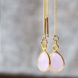 Chalzedon Ohrringe Durchziehohrringe Geburtsstein Oktober