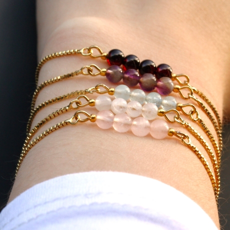 Geburtsstein Armband Edelsteine mit Schiebeperle