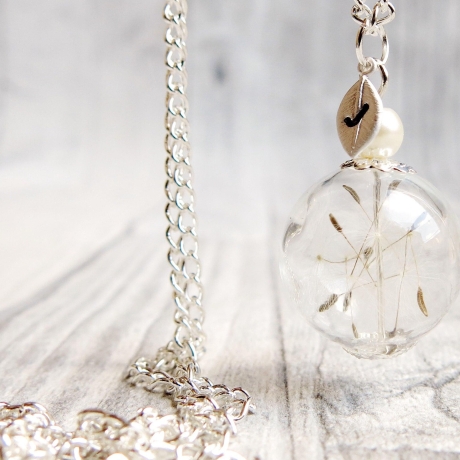 Personalisierte Kette Pusteblume mit Initial Charm Geschenk 