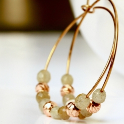 Perlen Creole Labradorit aus 316L Edelstahl roségoldfarben Perlen Creole Labradorit aus 316L Edelstahl roségoldfarben