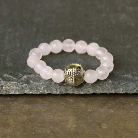 Ring Rosenquarz Buddha als edles Geschenk für Sie