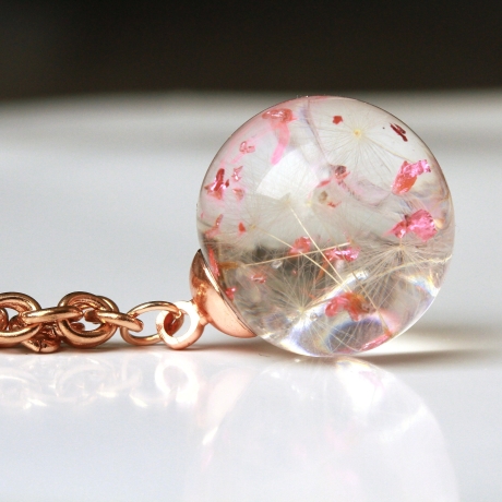 Pusteblumen Kette Glitzer Folie roségold Glücksbringer Schmuck
