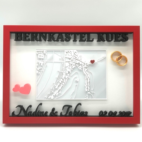 Hochzeitsgeschenk - Personalisierte 3D Stadtkarte - Name & Datum