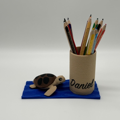 Stiftehalter Einschulung personalisiert Tiermotiv, Stifthalter
