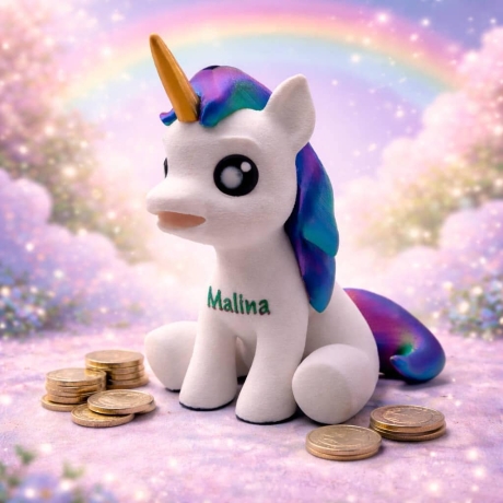 Einhorn Spardose mit Namen personalisiert für Kinder