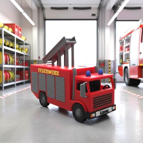 Feuerwehr Spardose mit Namen personalisiert für Kinder