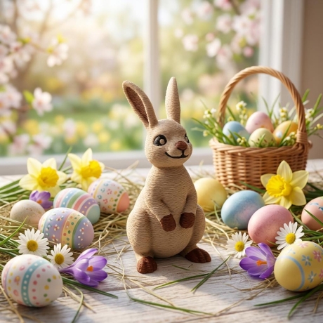 Osterhase Figur aus PLA – Osterdeko Hase stehend