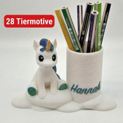 Stiftehalter Einschulung personalisiert Tiermotiv, Stifthalter