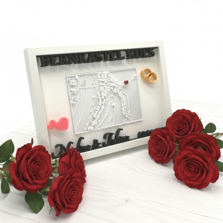 Hochzeitsgeschenk - Personalisierte 3D Stadtkarte - Name & Datum