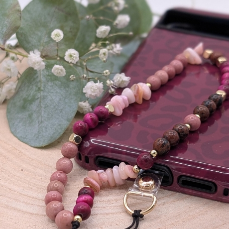 Handykette kurz Pink fürs Handgelenk, Handyanhänger | Phone Strap